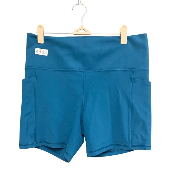 Athleta Women's Short Sz L Teal Blue Salutation Stash 5 inches High Rise Stretch - Picture 2 of 6